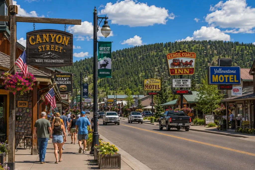 Sunny day on West Yellowstone street