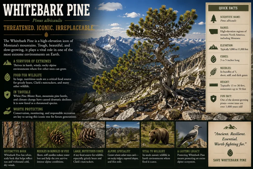 Whitebark Pine (Pinus albicaulis) — Threatened, Iconic