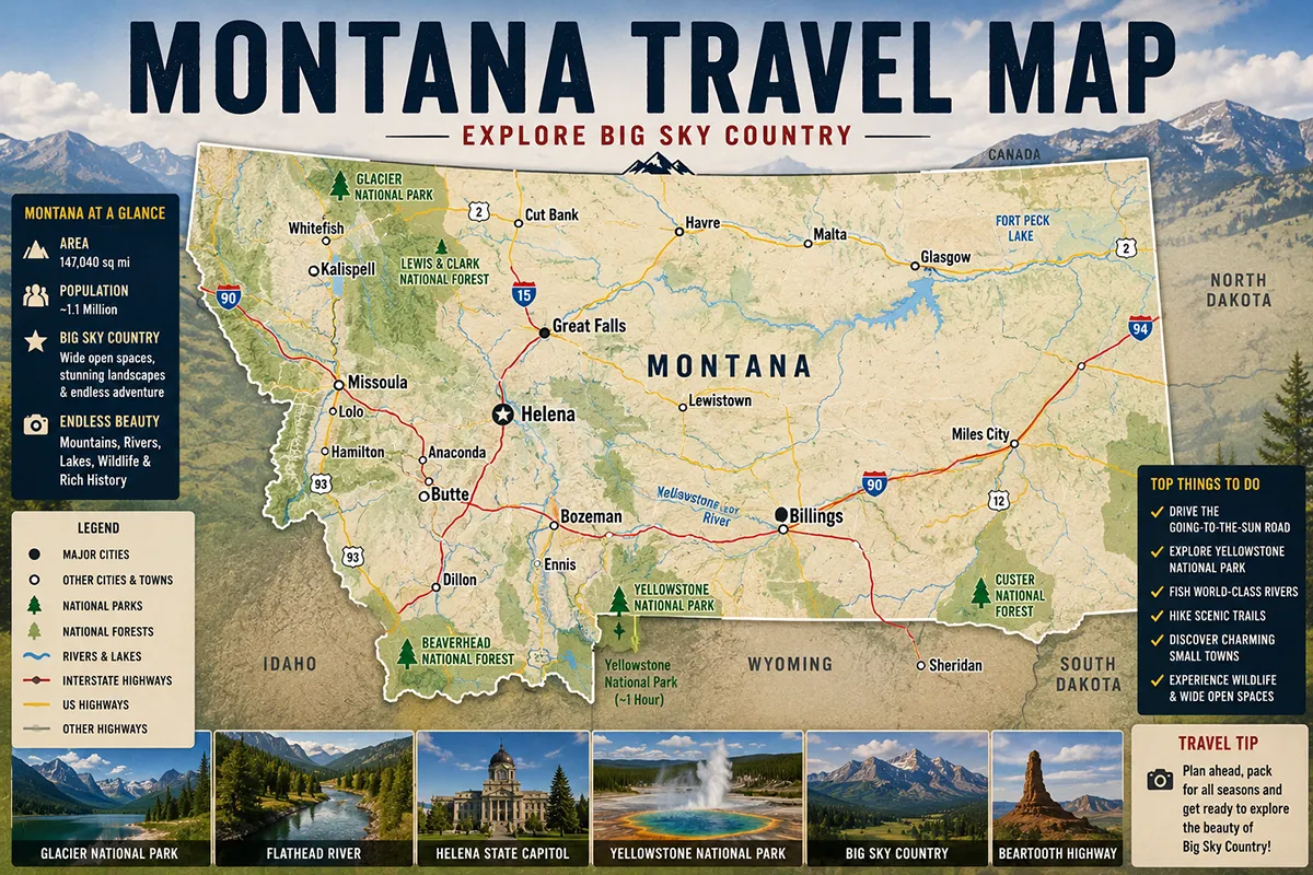 Montana Travel Map With Cities: Travel Guide + How to Get There