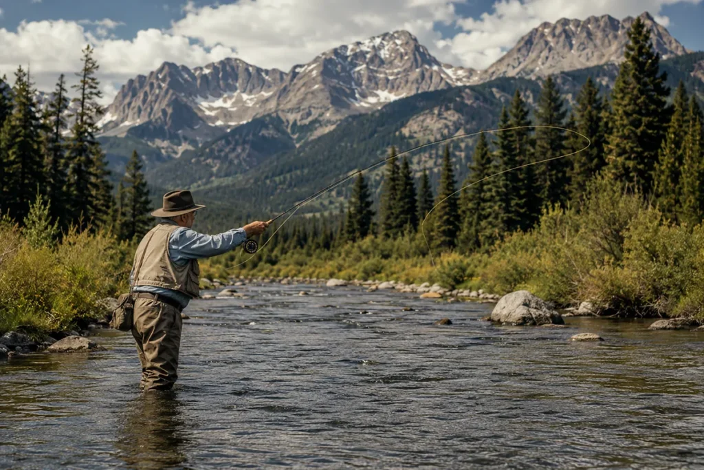 Historic photograph or artwork showing early Montana fly fishing, or a modern scene capturing the classic Montana fishing experience