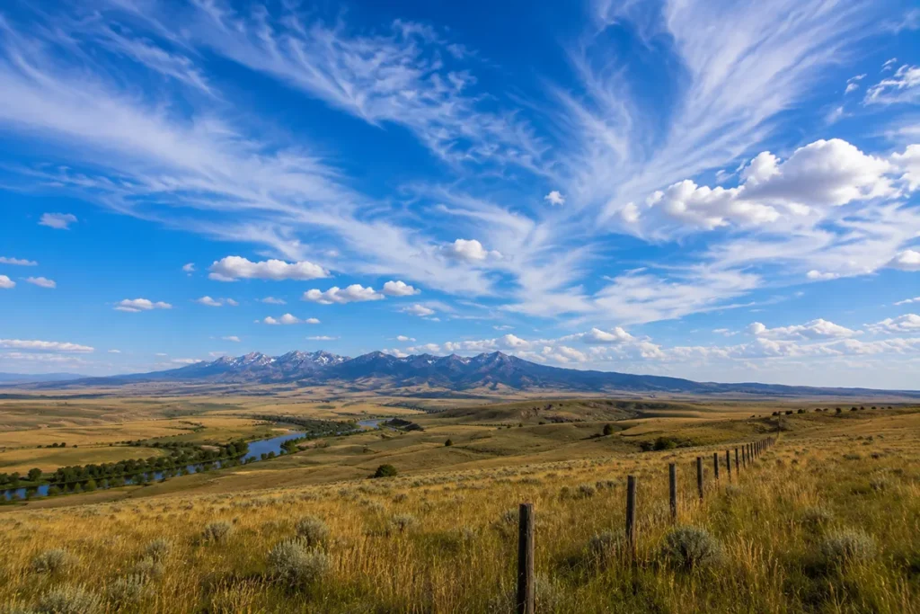 Panoramic view of Big Sky country showing the expansive blue sky phenomenon