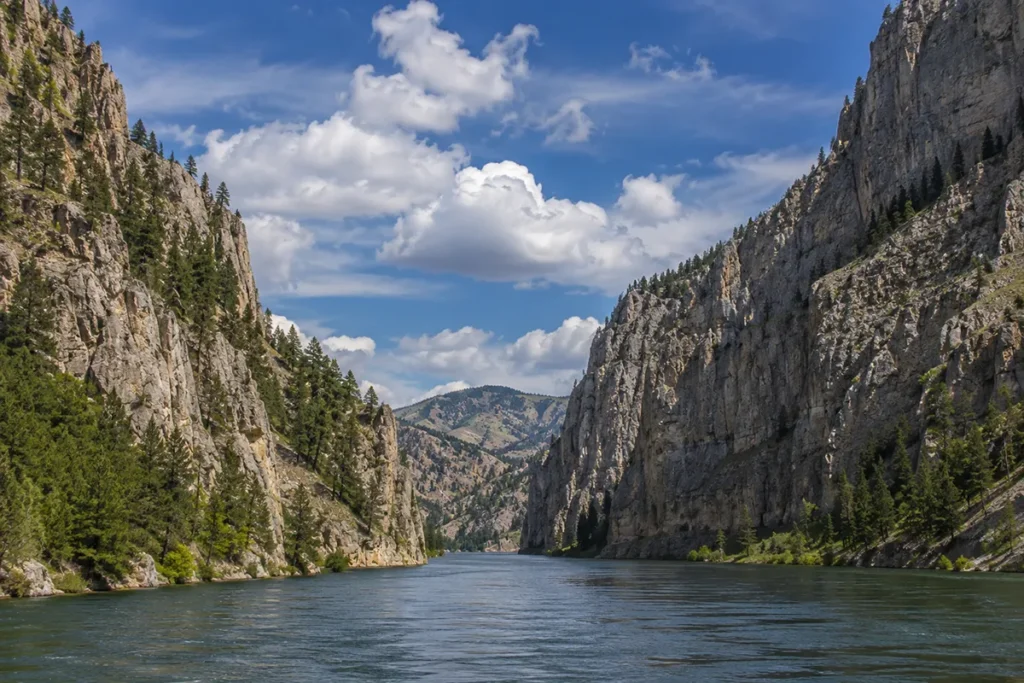 Gates of the Mountains limestone canyon along the Missouri River near Helena Montana