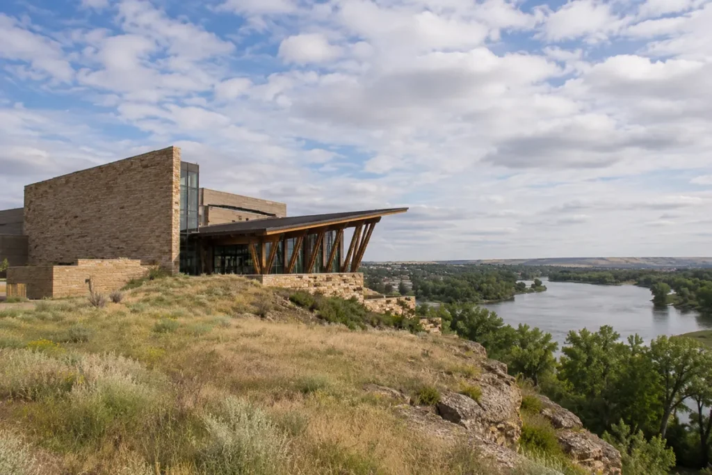 Lewis and Clark Interpretive Center exterior in Great Falls Montana along the Missouri River