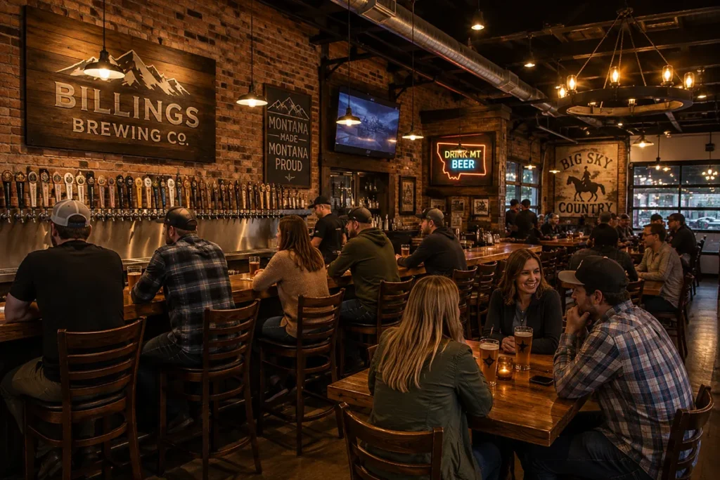 Montana Brewing Company taproom downtown Billings with local craft beers on tap
