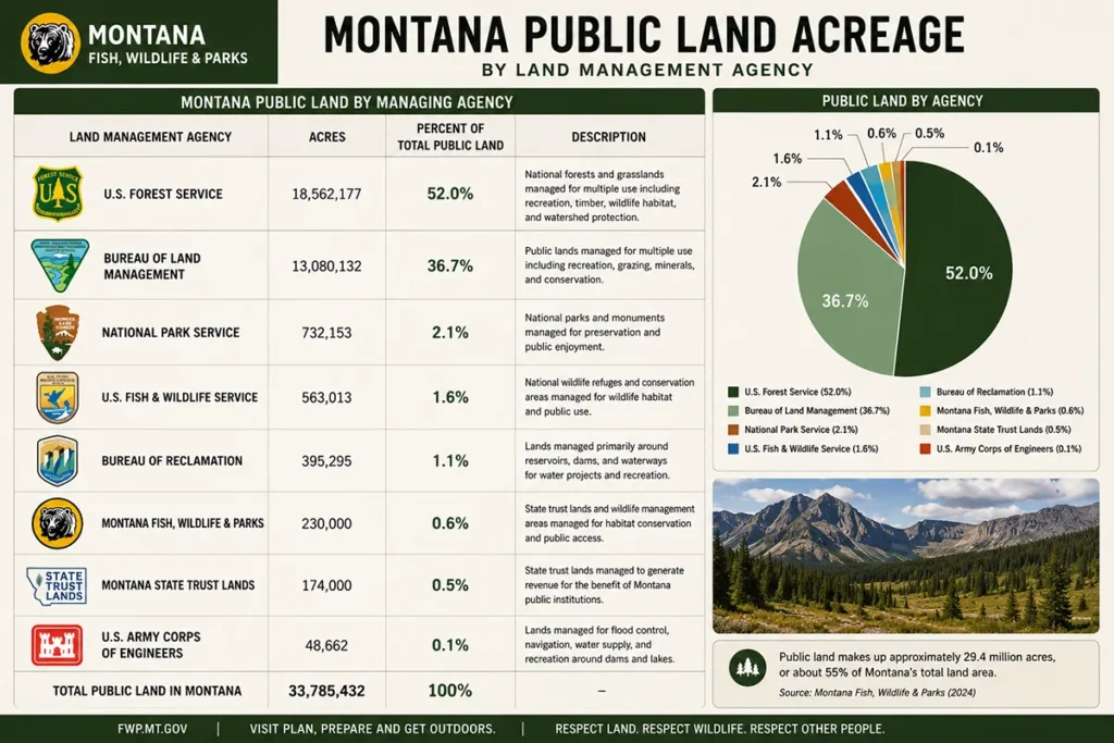 Montana public land acreage breakdown