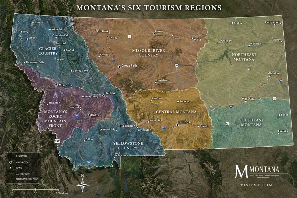 Montana tourism regions map