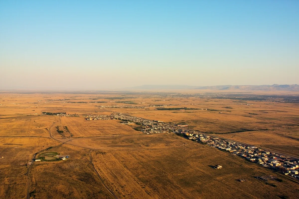Aerial view showing Montana's vast open spaces and sparse development