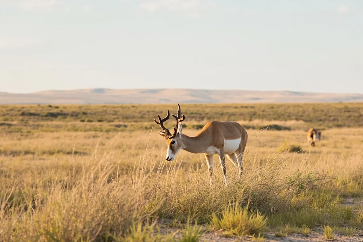 Antelope grazing beside Highway 200 in eastern Montana