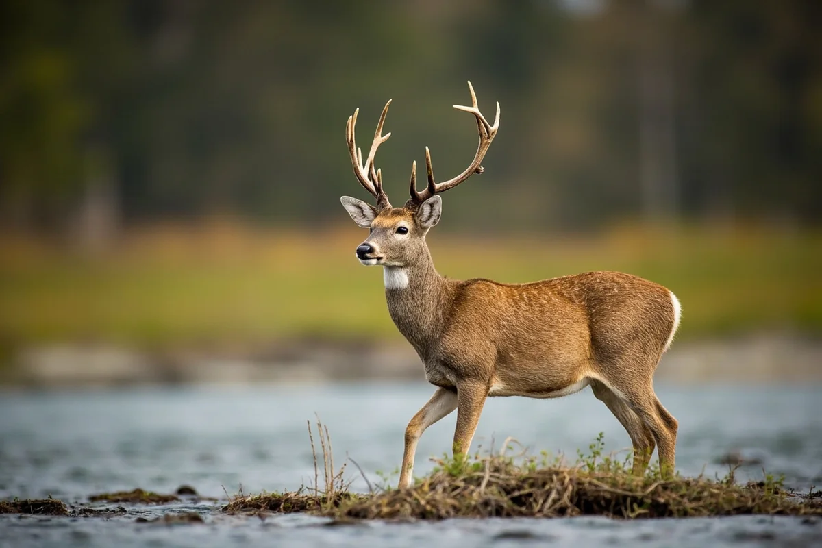 Antlerless whitetail deer in Montana river bottom habitat