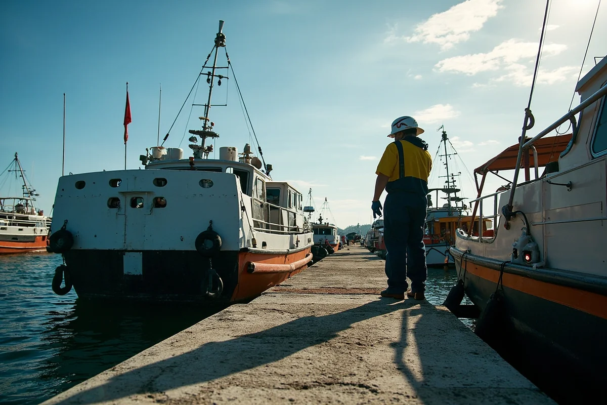 Aquatic Invasive Species inspection station with boats waiting