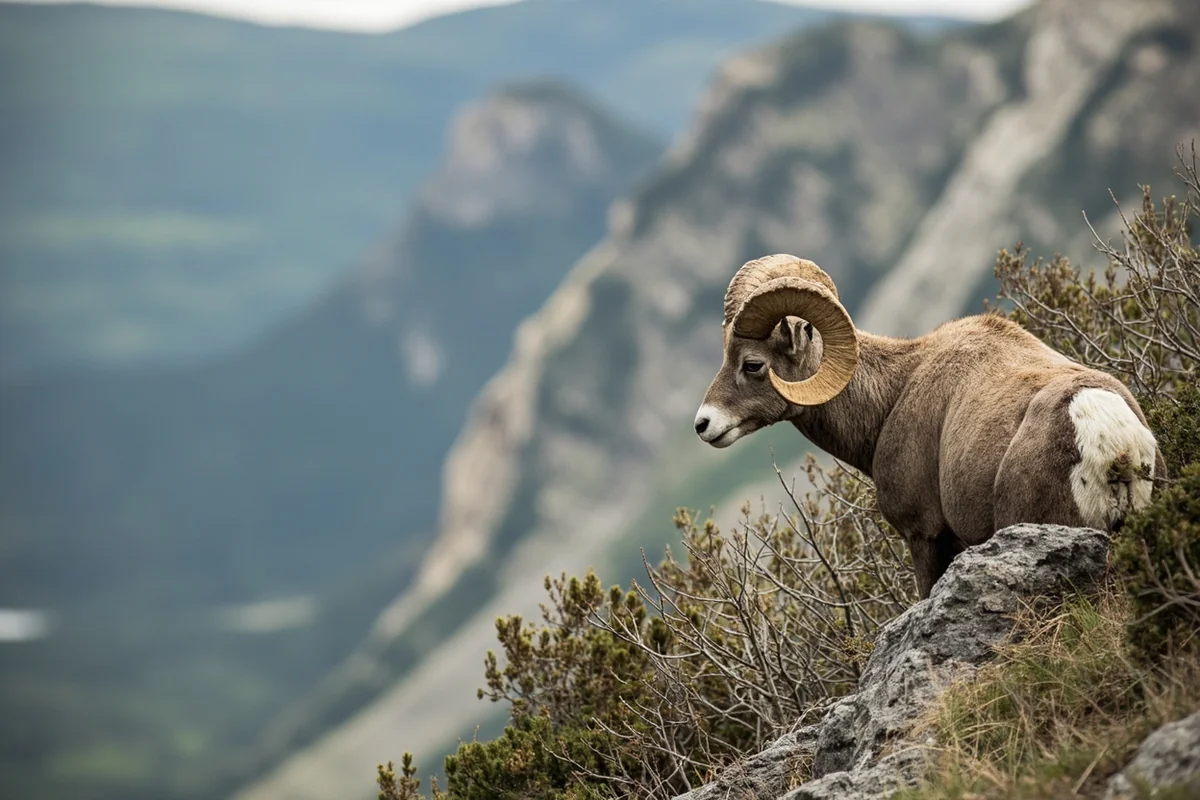 Bighorn sheep ram on rocky Montana mountainside