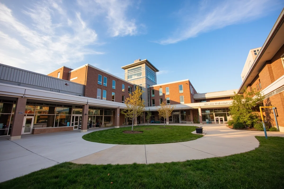 Billings West High School campus with distinctive architecture