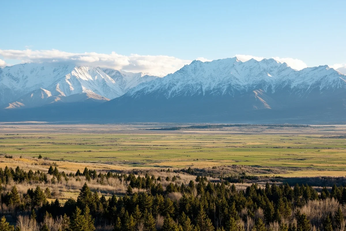 Bitterroot Valley view with Hamilton in the foreground and the dramatic Bitterroot Mountain range behind