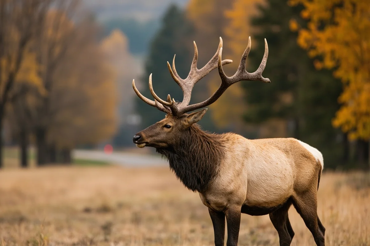 Bull elk in a Bozeman neighborhood during autumn rut season