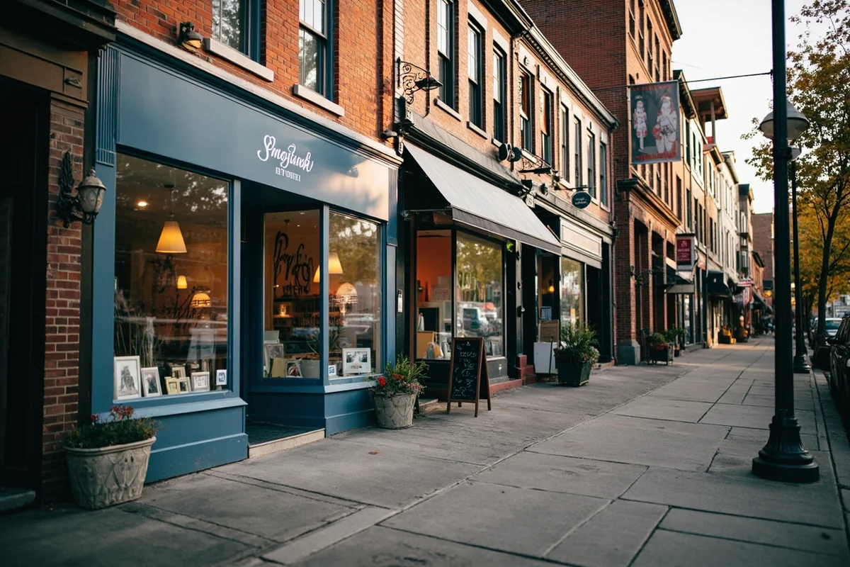 Charming downtown Livingston street view with historic storefronts