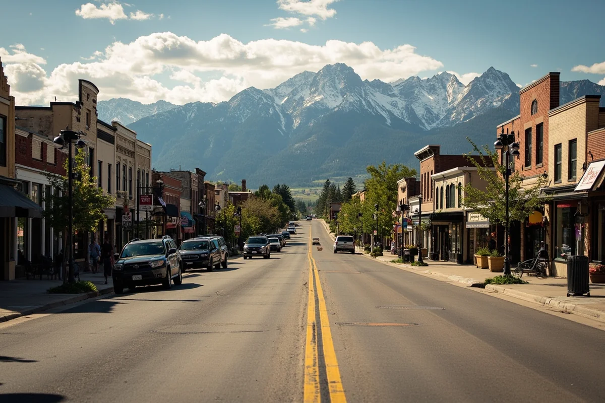 Charming small-town main street in Livingston, Montana