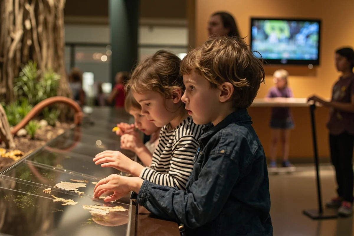 Children engaging with hands-on nature exhibit at Montana Natural History Center