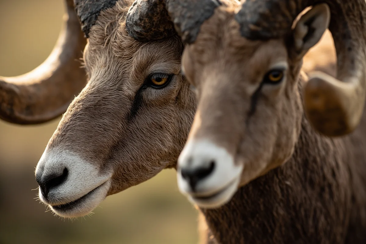 Close-up comparison showing bighorn ram horn growth rings