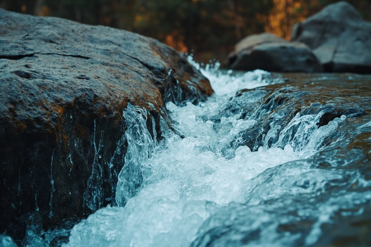 Close-up of Mokowanis Cascade showing water texture and rock formations