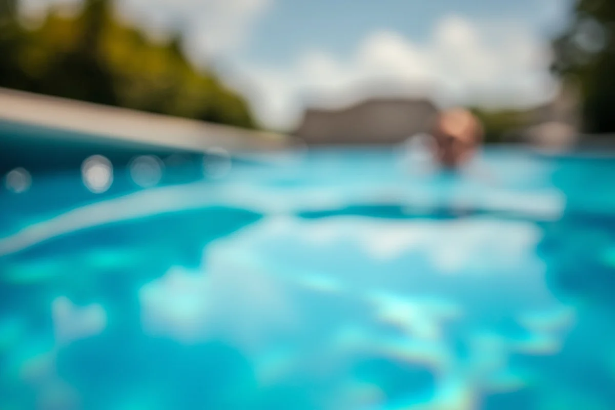 Close-up of the mineral-rich water in the outdoor pool showing its natural clarity