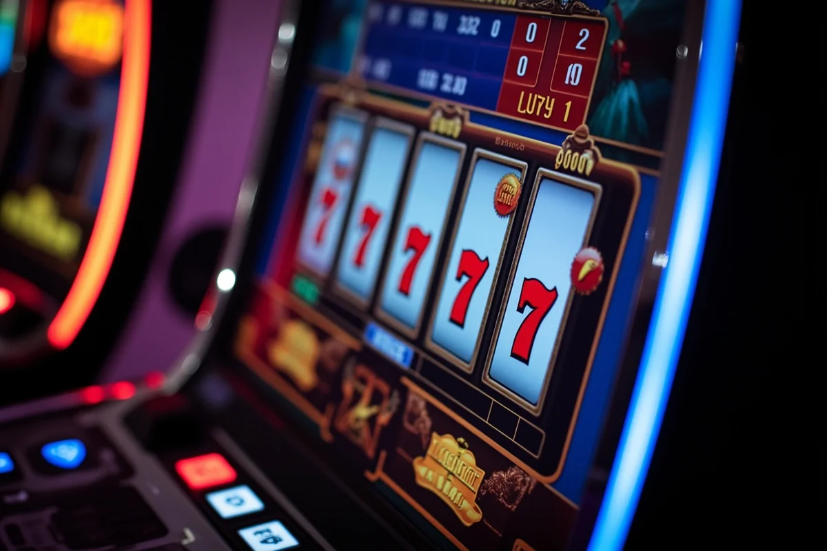 Close-up of video poker machine screen showing a winning hand with Montana-themed decor visible