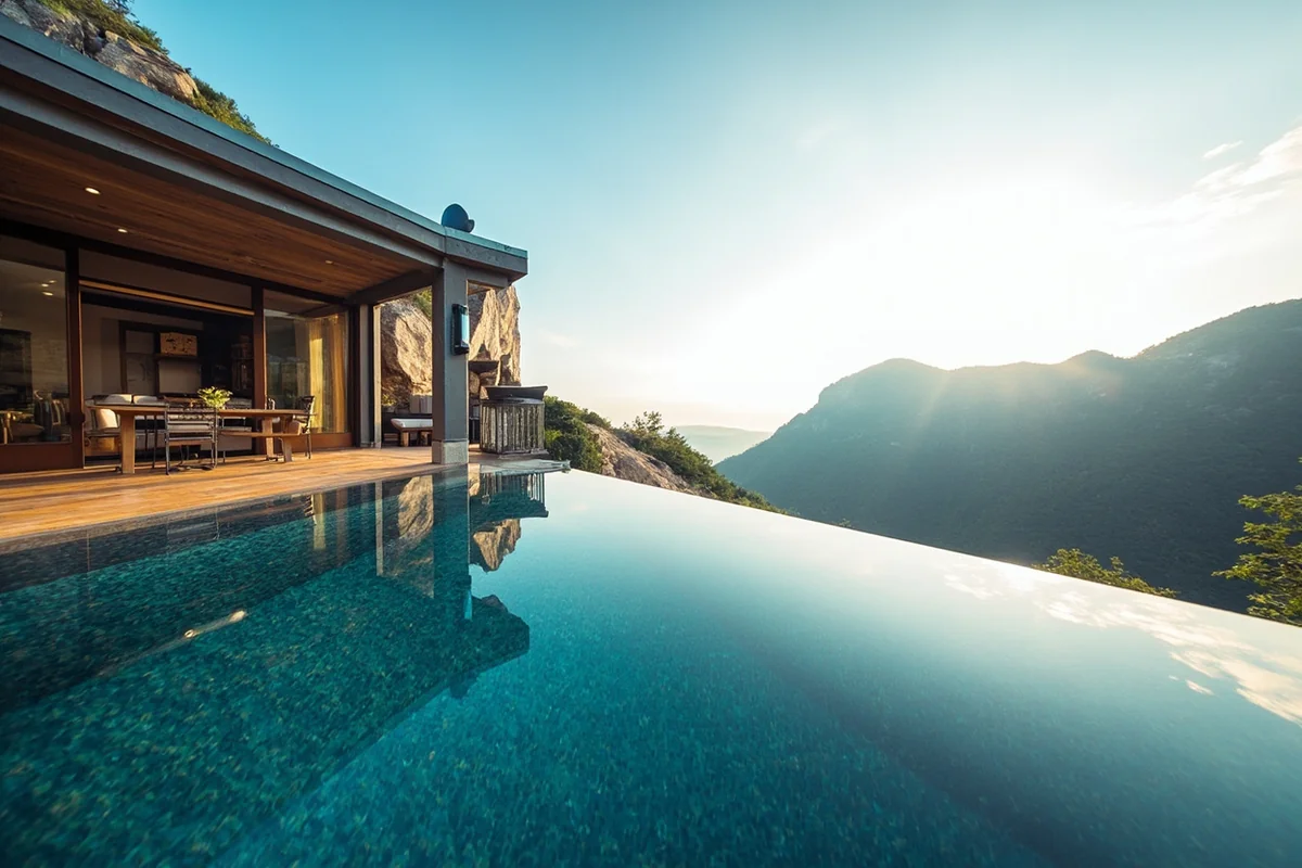 Contemporary mountain home with infinity pool and valley views