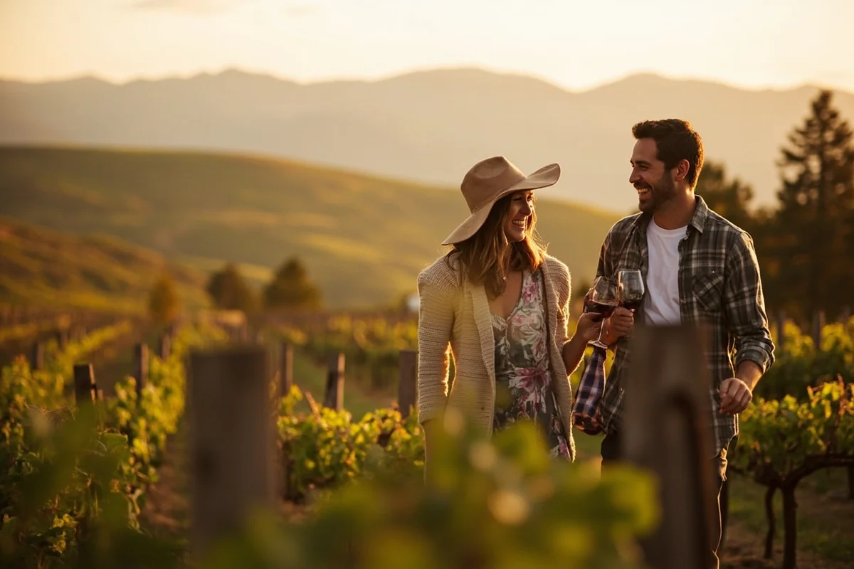 Couple enjoying wine tasting at Montana winery