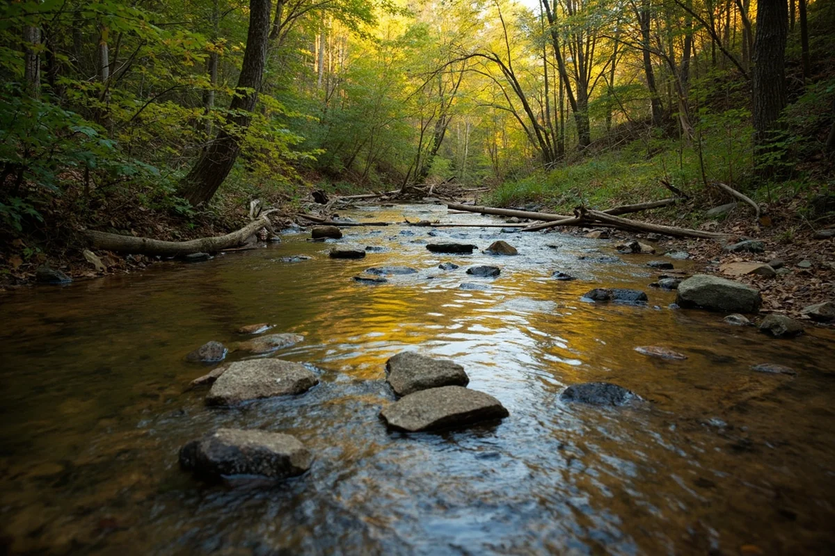 Creek crossing on Little North Fork Trail with stepping stones visible