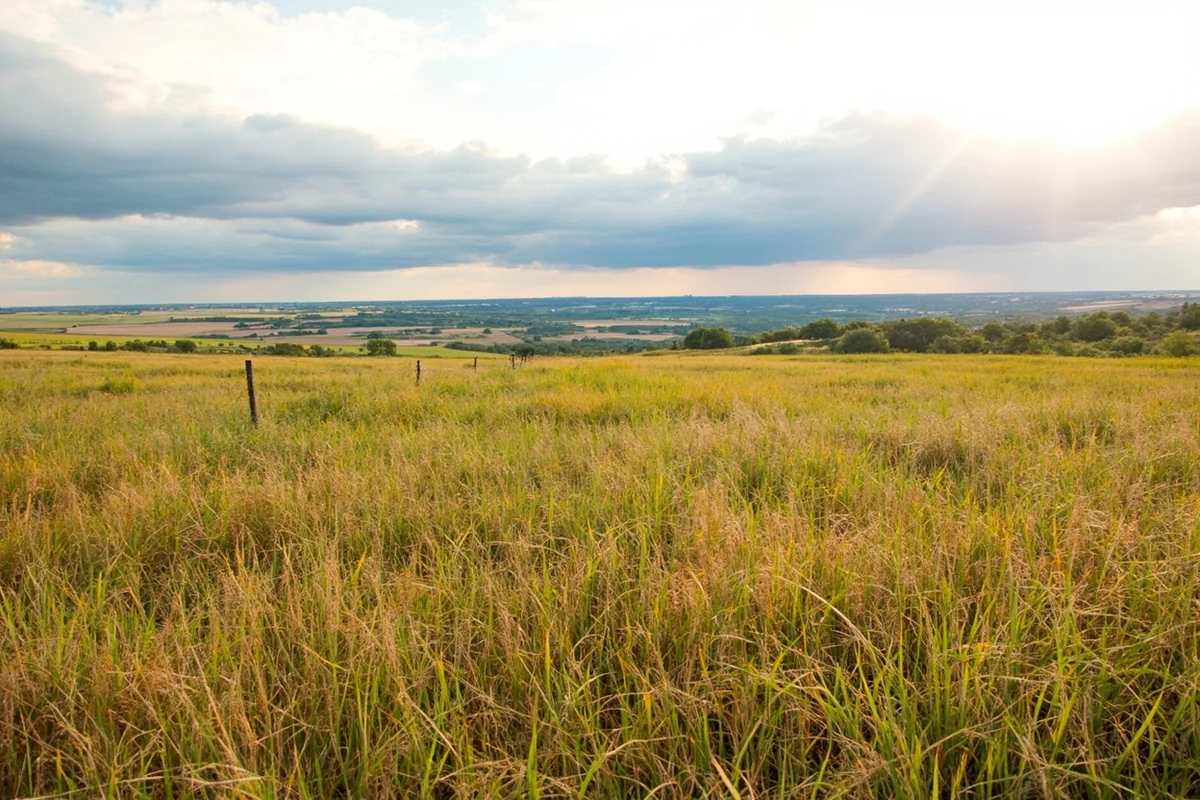 CRP grassland habitat with scattered agricultural fields creating pheasant-friendly landscape mosaic