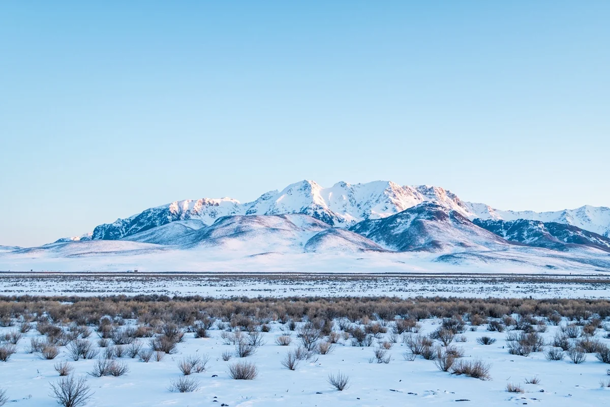 Crystal clear winter views of the Rocky Mountain Front near Choteau, Montana