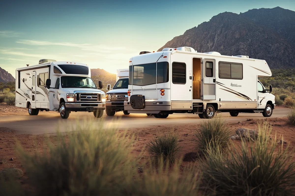 Different types of RVs showing the distinction between separated and non-separated living quarters