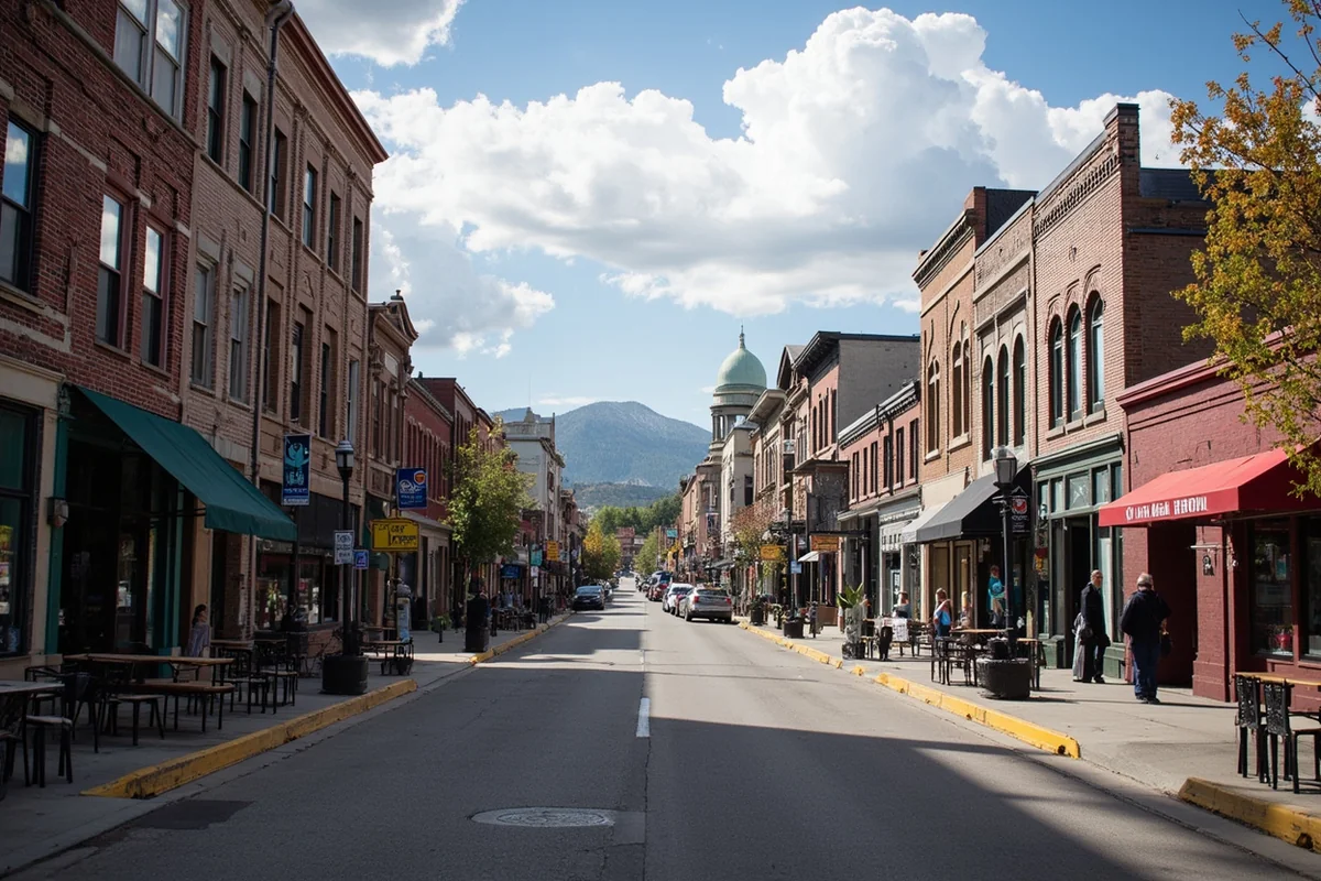 Downtown Bozeman Main Street showing mix of historic buildings and new development
