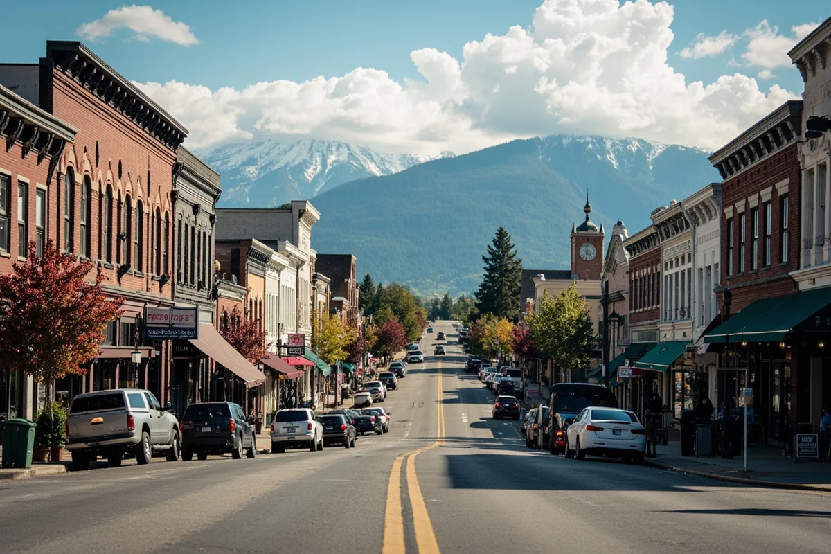 Downtown Bozeman Main Street with mountain views and boutique shops