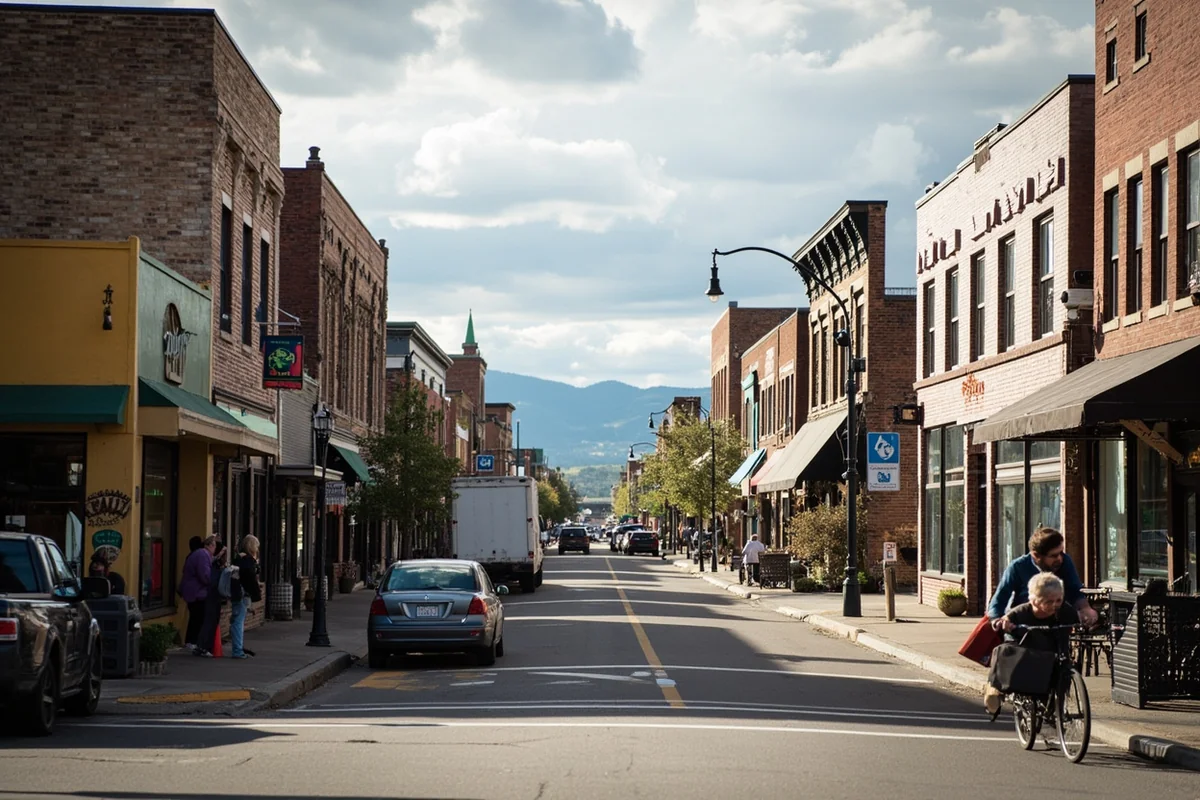 Downtown Lewistown showing small-town Montana character