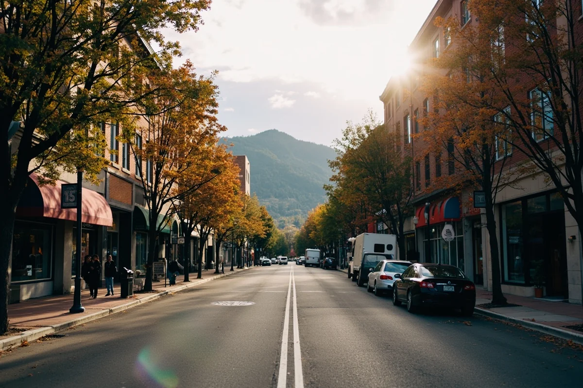 Downtown Missoula street scene showing local businesses and pedestrians