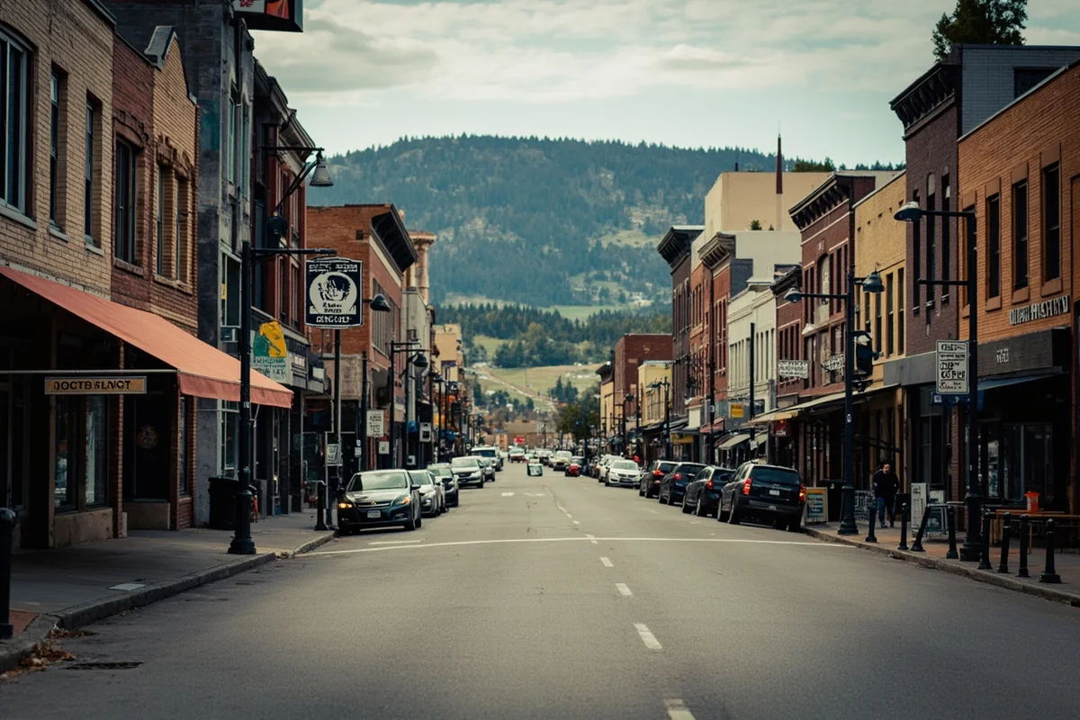 Downtown Missoula street scene showing urban Montana character