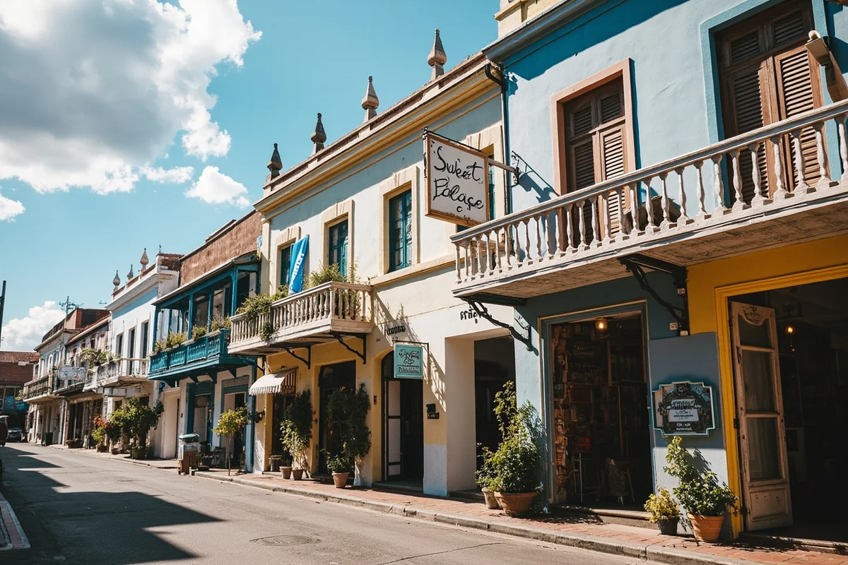 Downtown Philipsburg street scene showing historic buildings and the Sweet Palace storefront