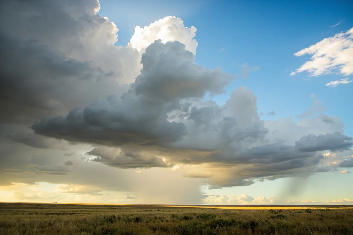 Dramatic Big Sky Country cloudscape over eastern Montana prairie with expansive horizon