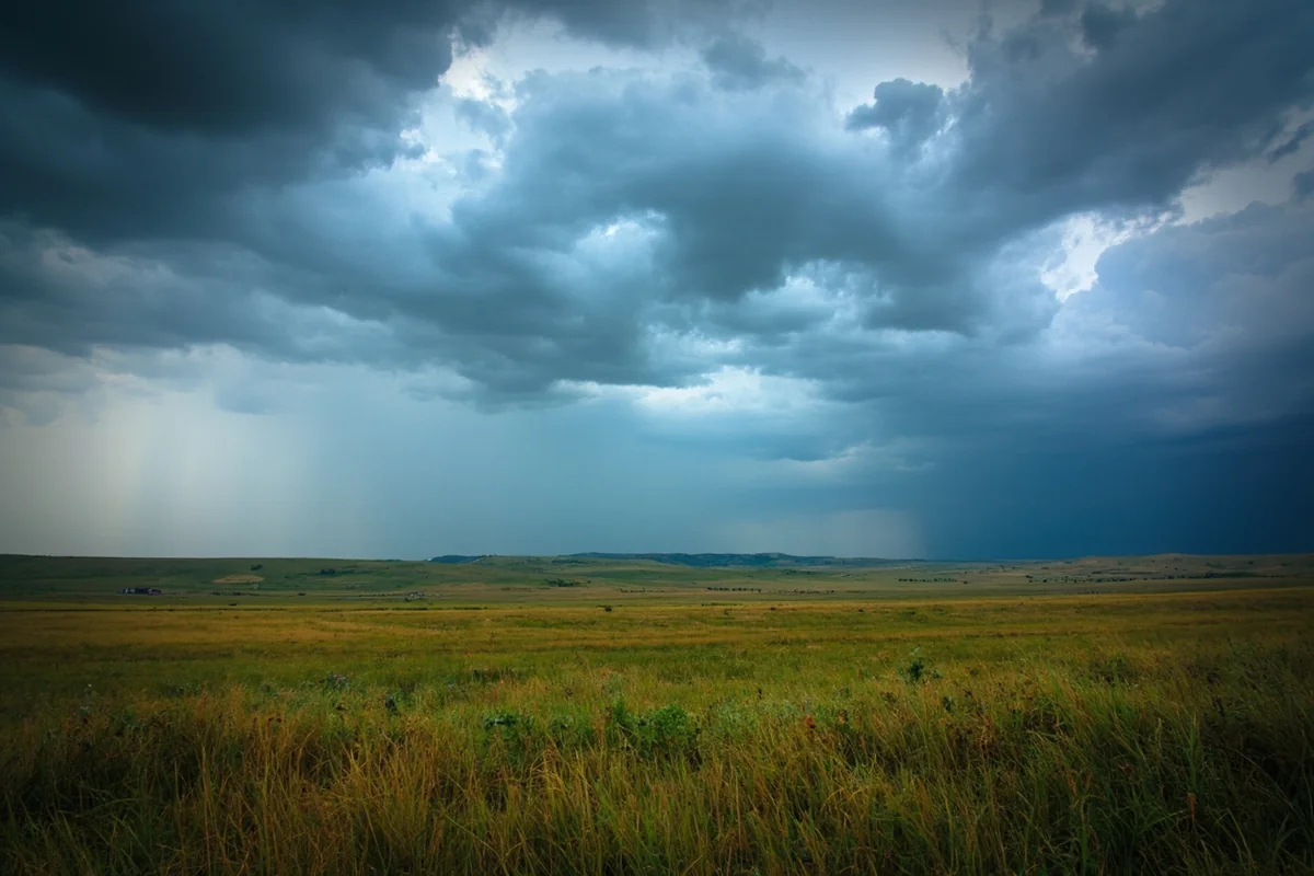 Dramatic cloud formations over the Montana prairie showing an approaching weather system