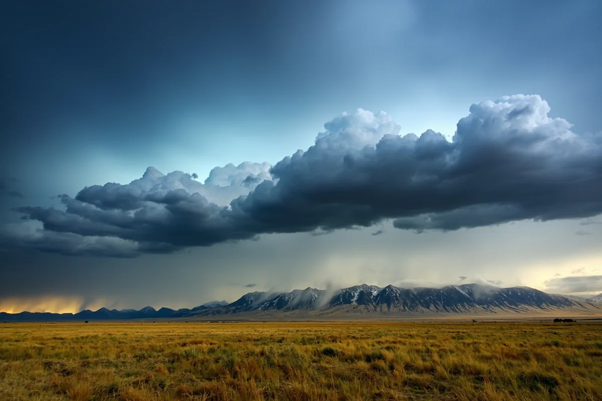 Dramatic storm clouds building over the Rocky Mountain Front near Choteau