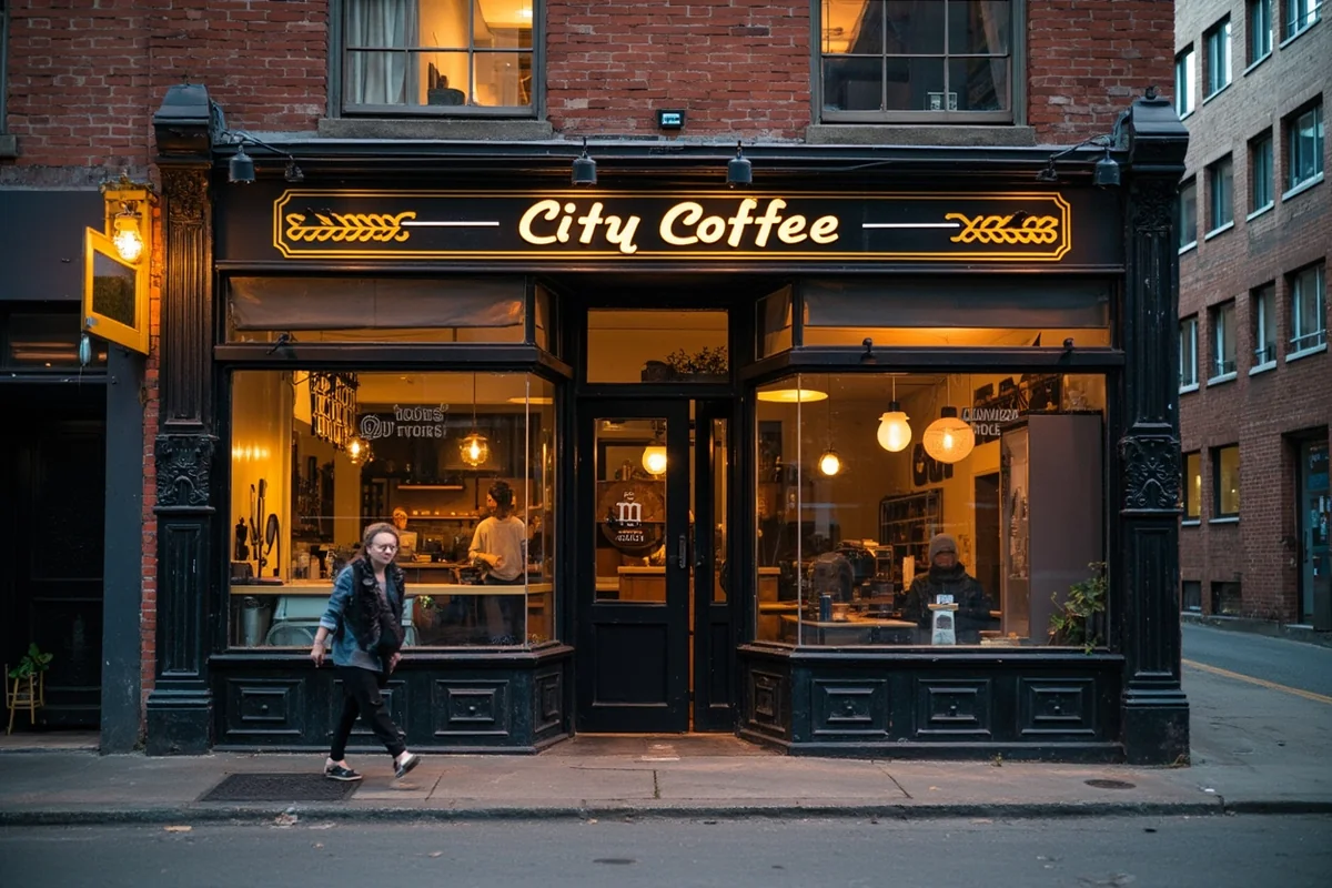Electric City Coffee storefront on Central Avenue with vintage signage