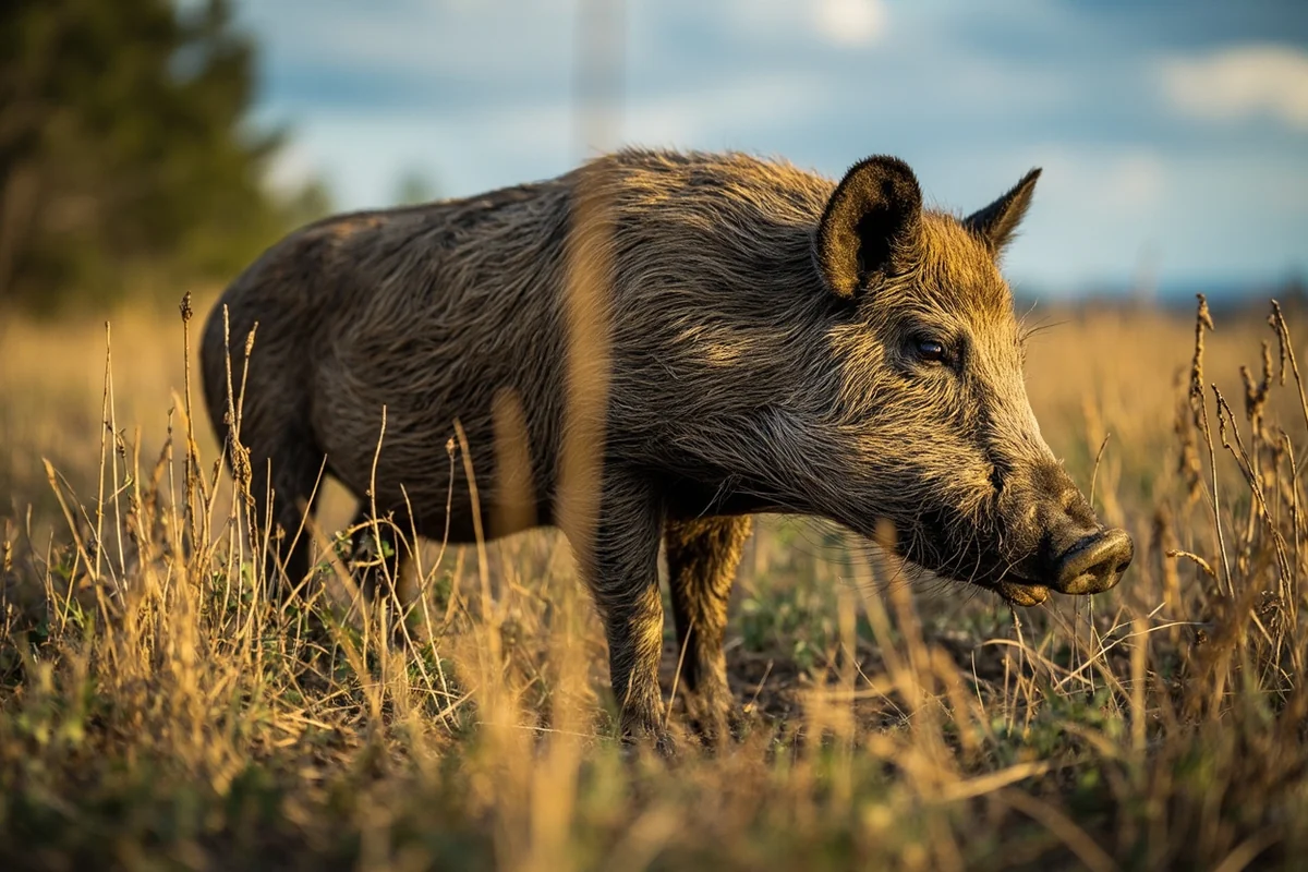 Evidence of feral hog rooting damage in Montana grassland or forest