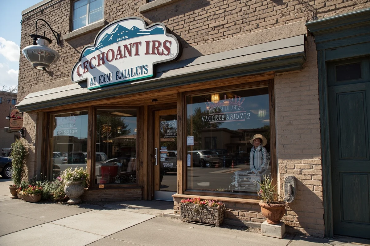 Example of a business entrance in Montana with typical signage