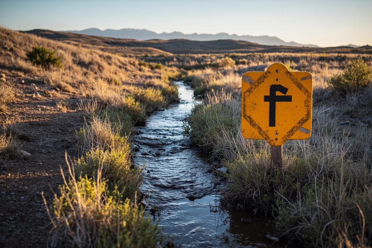 Example of a natural hunting district boundary marker - a small creek running through sagebrush terrain