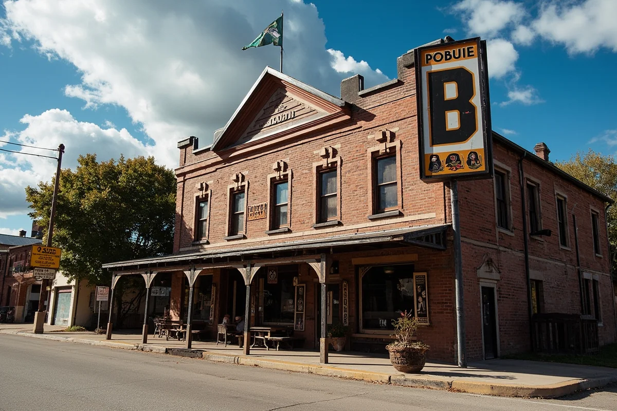 Exterior of a classic Montana saloon with western signage and historic architecture