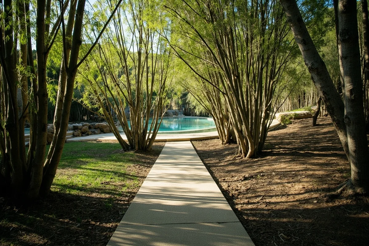 Footpath through willows leading to the hot spring pools