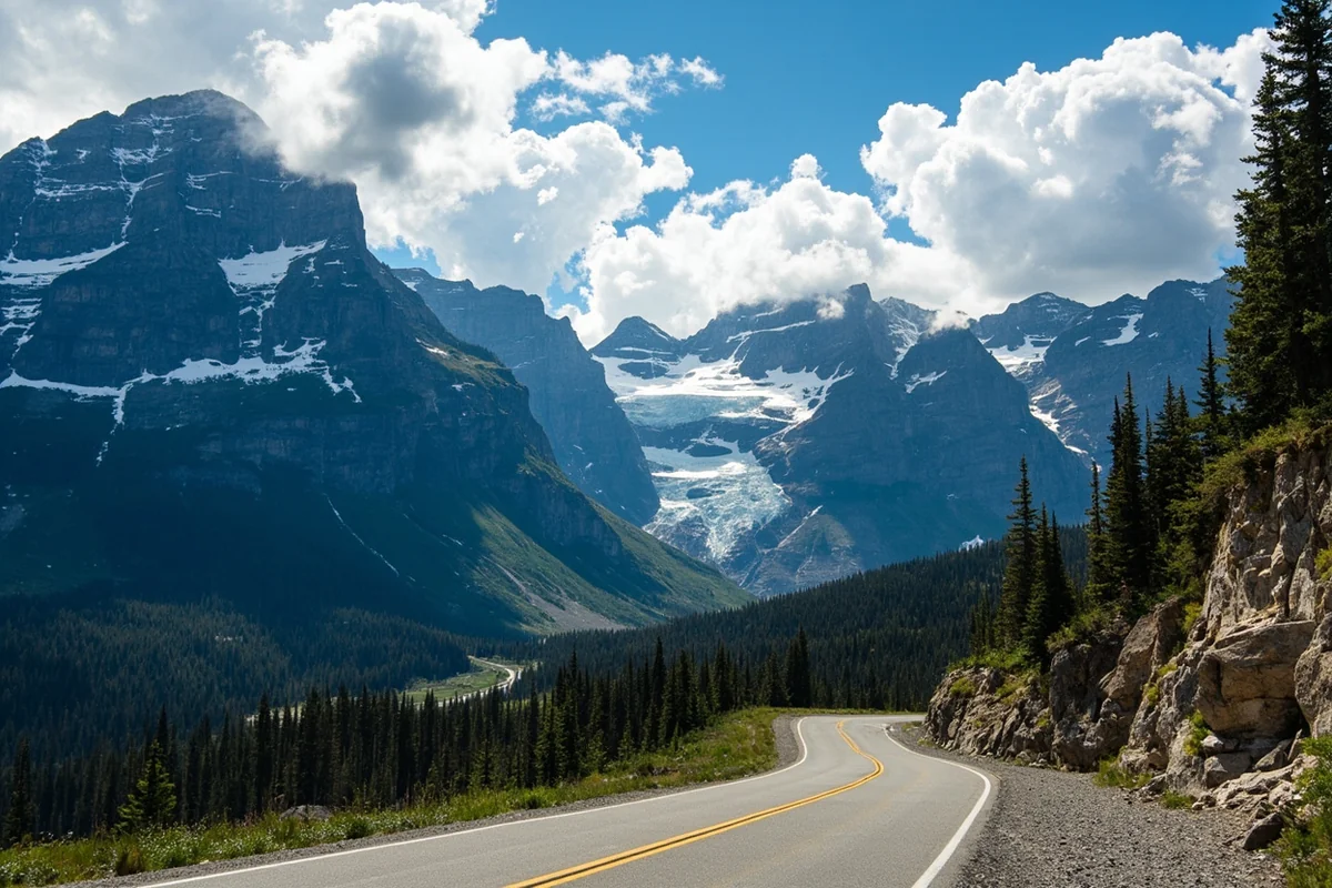 Going-to-the-Sun Road with dramatic mountain peaks and glacial valleys