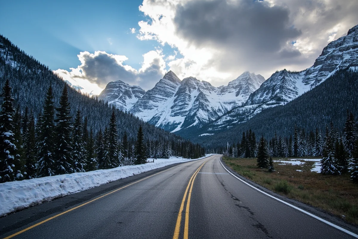Going-to-the-Sun Road with dramatic mountain scenery and remaining snowfields