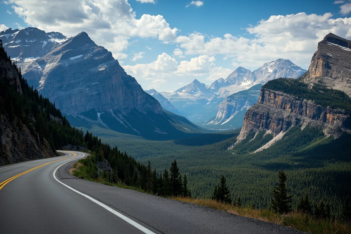 Going-to-the-Sun Road with mountain peaks and dramatic valley views