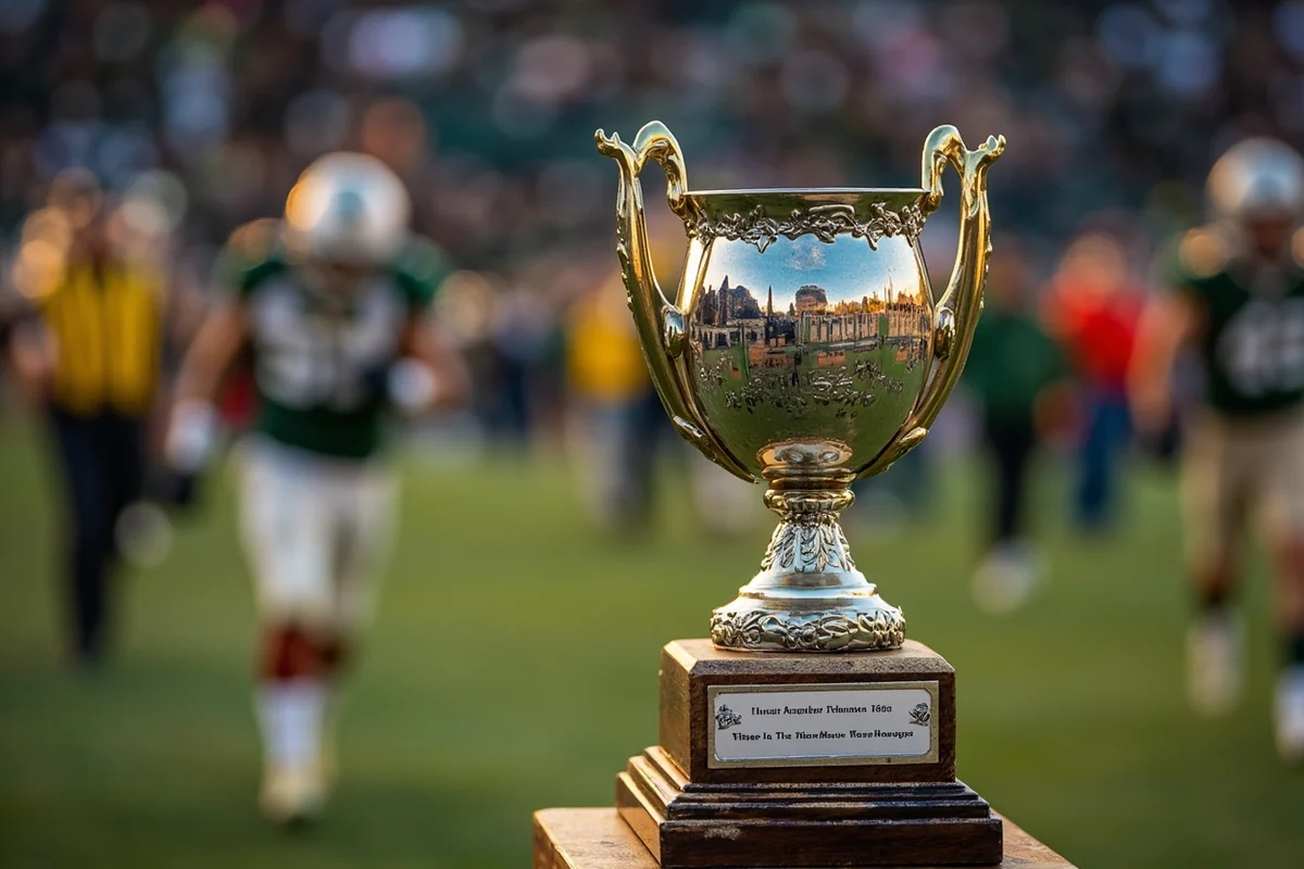 Great Divide Trophy displayed at midfield before Brawl of the Wild game